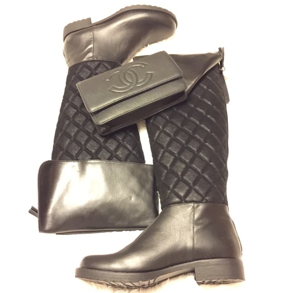 New Black Quilted OTK Fall Boots 7.5 $75 - Picture 3 of 5